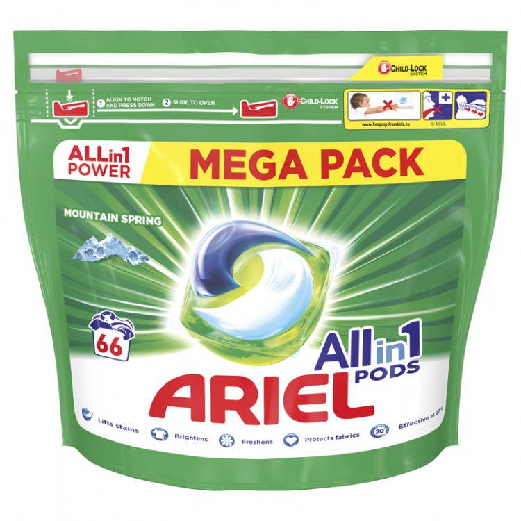 Ariel kapsle 66ks Mount, Spring | Prací prostředky - Prací gely, tablety a mýdla
